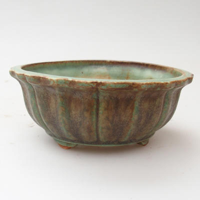Ceramic bonsai bowl 11 x 11 x 4,5 cm, brown-green color - 1