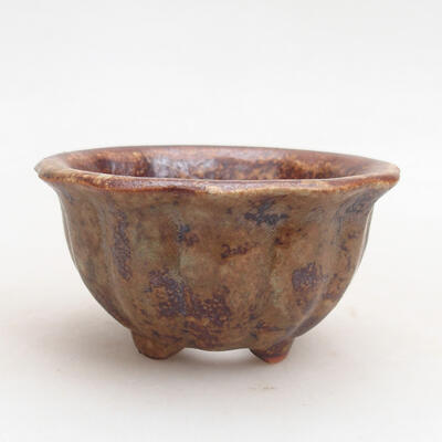 Ceramic bonsai bowl 8 x 8 x 4.5 cm, brown color - 1