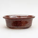Ceramic bonsai bowl 9 x 6.5 x 3.5 cm, brown color - 1/3