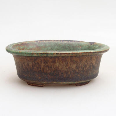 Ceramic bonsai bowl 9 x 6.5 x 3.5 cm, color green-brown - 1