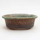 Ceramic bonsai bowl 9 x 6.5 x 3.5 cm, color green-brown - 1/3