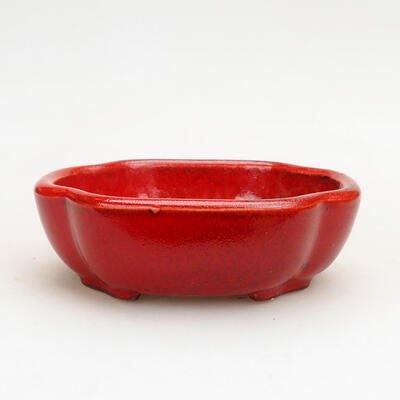 Ceramic bonsai bowl 10 x 8 x 3 cm, color red - 1