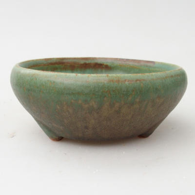 Ceramic bonsai bowl 11,5 x 11,5 x 4,5 cm, brown-green color - 1