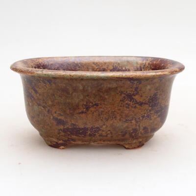 Ceramic bonsai bowl 11 x 8 x 5.5 cm, brown color - 1