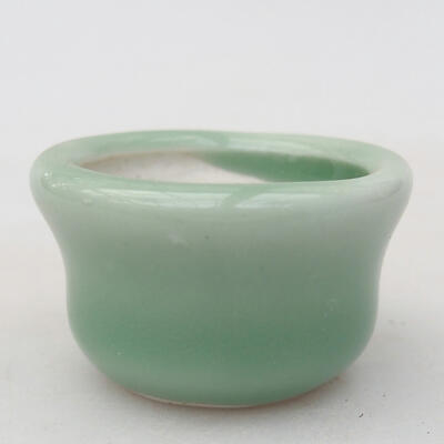 Ceramic bonsai bowl 4 x 4 x 2 cm, color green - 1