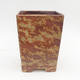 Ceramic bonsai bowl 2nd quality - 15 x 15 x 19 cm, brown-green color - 1/4