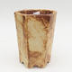 Ceramic bonsai bowl 2nd quality - 13 x 11 x 17 cm, brown-yellow color - 1/4