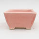 Ceramic bonsai bowl 2nd quality - 9 x 9 x 5,5 cm, pink color - 1/4