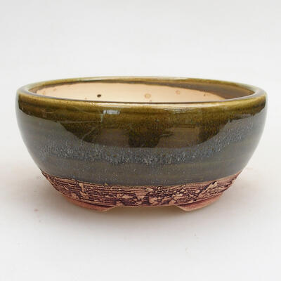 Ceramic bonsai bowl 12.5 x 12.5 x 5.5 cm, color green - 1