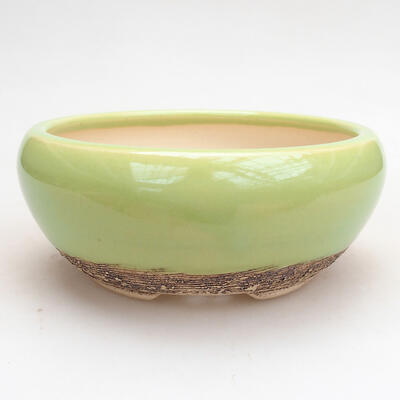 Ceramic bonsai bowl 13.5 x 13.5 x 6 cm, color green - 1