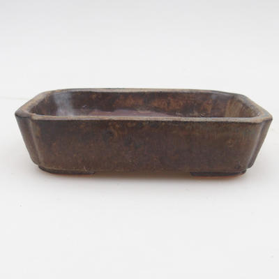 Ceramic bonsai bowl 2nd quality - 12 x 9 x 3 cm, brown-blue color - 1