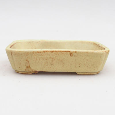 Ceramic bonsai bowl 2nd quality - 12 x 9 x 3 cm, brown-yellow color - 1