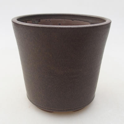 Ceramic bonsai bowl 9.5 x 9.5 x 9 cm, brown color - 1