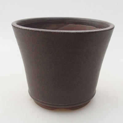 Ceramic bonsai bowl 9.5 x 9.5 x 8 cm, brown color - 1