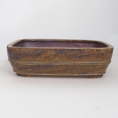 Ceramic bonsai bowl 25 x 19,5 x 7 cm, brown-green color - 2nd quality - 1