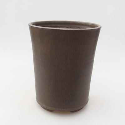 Ceramic bonsai bowl 13 x 13 x 16.5 cm, brown color - 1