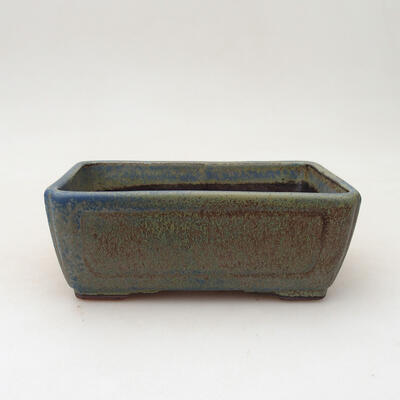 Ceramic bonsai bowl 12 x 9 x 5 cm, brown-blue color - 1
