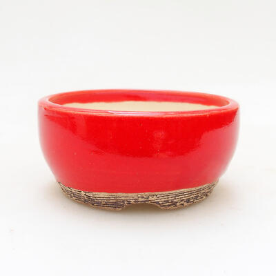 Ceramic bonsai bowl 8 x 8 x 4 cm, color red - 1