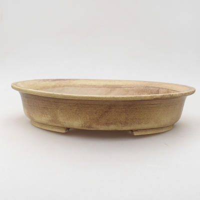 Ceramic bonsai bowl 28 x 25 x 6 cm, color brown-yellow - 1