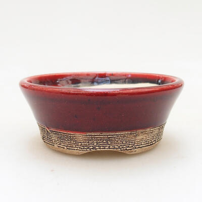 Ceramic bonsai bowl 8 x 8 x 3.5 cm, color red - 1