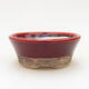Ceramic bonsai bowl 8 x 8 x 3.5 cm, color red - 1/3