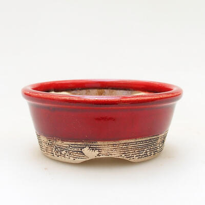 Ceramic bonsai bowl 7.5 x 7.5 x 3.5 cm, color red - 1
