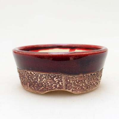 Ceramic bonsai bowl 7.5 x 7.5 x 3 cm, color red - 1