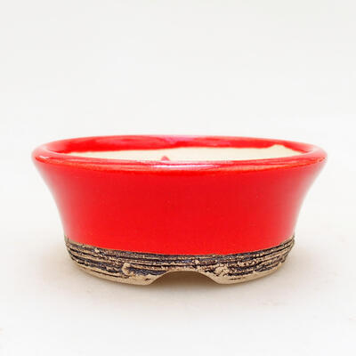 Ceramic bonsai bowl 7.5 x 7.5 x 3 cm, color red - 1