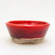 Ceramic bonsai bowl 7 x 7 x 3 cm, color red - 1/3