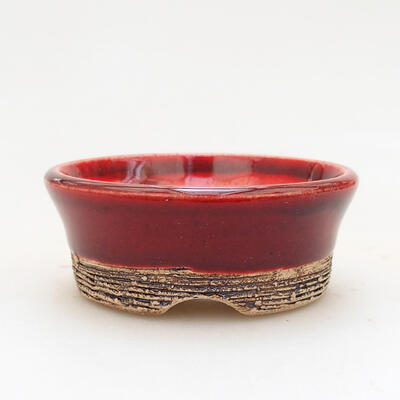 Ceramic bonsai bowl 6 x 6 x 2.5 cm, color red - 1