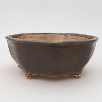Ceramic bonsai bowl 15.5 x 15.5 x 6.5 cm, brown color - 1