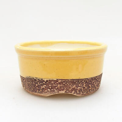 Ceramic bonsai bowl 7 x 7 x 3.5 cm, yellow color - 1