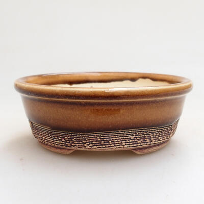 Ceramic bonsai bowl 9.5 x 9.5 x 3.5 cm, brown color - 1
