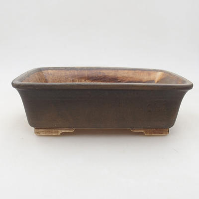 Ceramic bonsai bowl 20.5 x 16.5 x 6.5 cm, brown color - 1