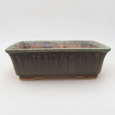 Ceramic bonsai bowl 20.5 x 16.5 x 6.5 cm, color green - 1