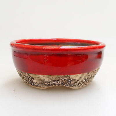 Ceramic bonsai bowl 9 x 9 x 4 cm, color red - 1