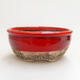 Ceramic bonsai bowl 9 x 9 x 4 cm, color red - 1/3