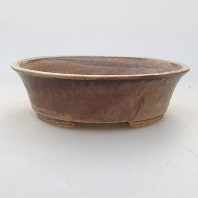 Ceramic bonsai bowl 14 x 12 x 3.5 cm, brown color - 1