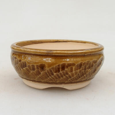 Ceramic bonsai bowl 8.5 x 8.5 x 3.5 cm, yellow color - 1