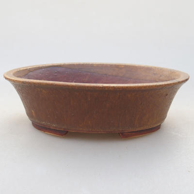 Ceramic bonsai bowl 14 x 12 x 3.5 cm, brown color - 1