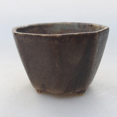 Ceramic bonsai bowl 8.5 x 8.5 x 5.5 cm, brown color - 1