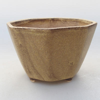 Ceramic bonsai bowl 8.5 x 8.5 x 5.5 cm, yellow color - 1