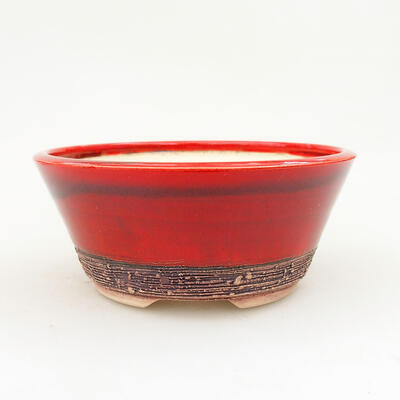 Ceramic bonsai bowl 14 x 14 x 6 cm, color red - 1
