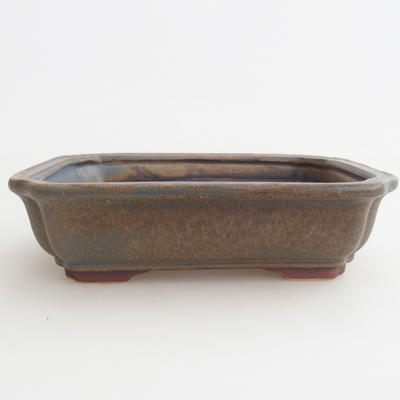 Ceramic bonsai bowl 18 x 13,5 x 5 cm, brown-blue color - 1