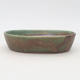 Ceramic bonsai bowl 17 x 14.5 x 4 cm, color brown-green - 1/4