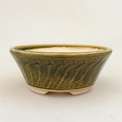 Ceramic bonsai bowl 14.5 x 14.5 x 6 cm, color green - 1