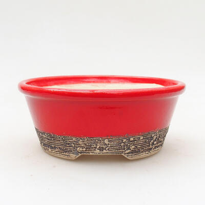 Ceramic bonsai bowl 12.5 x 12.5 x 5 cm, color red - 1