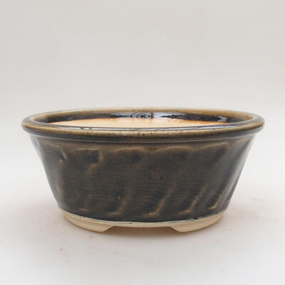 Ceramic bonsai bowl 13 x 13 x 5.5 cm, brown color - 1