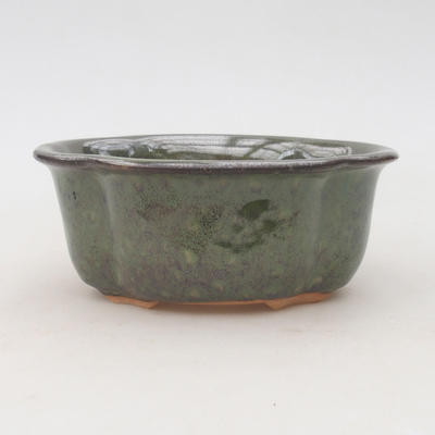 Ceramic bonsai bowl 13.5 x 11.5 x 6 cm, color green - 1