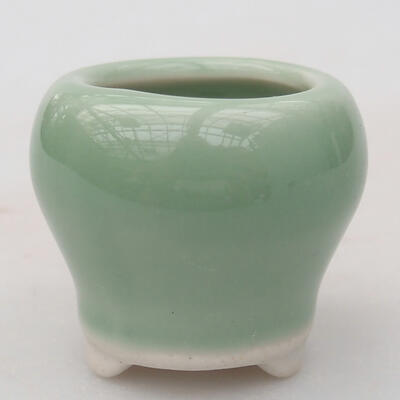 Ceramic bonsai bowl 3.5 x 3.5 x 3 cm, color green - 1